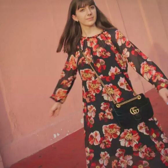 MADEWELL Bohemian Black & Red Floral Rose Summer Dress – Medium - Picture 5 of 15